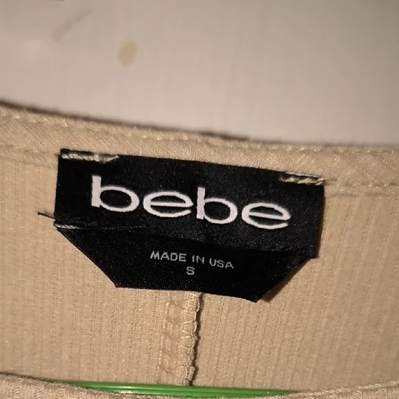 NWT bebe | Chic Long Sleeve Beige Dress - Picture 2 of 4